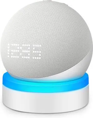 Table Holder for Echo Dot 4th/5th Generation, Desktop Stand Mount for Echo Dot 4th/5th Gen, Base Bracket with Light Guide, Dot Accessories with Built-in Cable Management, White