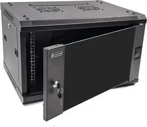 6U/9U/12U Server Rack Wall Mount Server Cabinet Enclosure with 2 Cooling Fans, Temp, Locks Door, 17.7 Deep, 19 Inch Network Rack for IT and A/V Equipment (6U)
