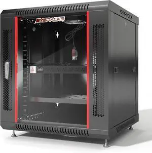 SysRacks 12U Wall Mount Server Rack Cabinet - Cooled Enclosure for Network Equipment, Secure Lockable Unit, Adjustable Rails