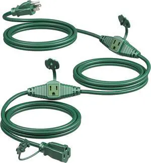 DEWENWILS 25Ft Outdoor Extension Cord, Evenly Spaced 3 Outlets Plugs with Safety Cover, 16/3 SJTW Weatherproof Wire for Outdoor String Lights, UL Listed