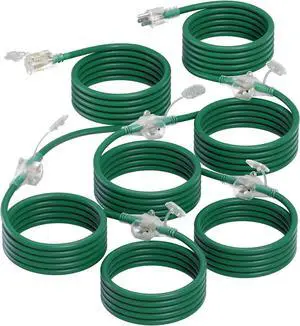 addlon 50FT Outdoor Extension Cord with Mutil Outlets Evenly Spaced 6 Outlets 16/3 SJTW Weatherproof Power Cable for Indoor Outdoor Halloween And Christmas Decorations with Indicator Lights ETL Listed