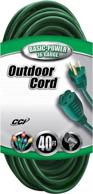 Southwire Outdoor Extension Cord - Landscape-Friendly Power for Small Outdoor Appliances - Flexible SJTW Jacket - Green Finish - UL Listed - 16/3 - 40 Foot Length
