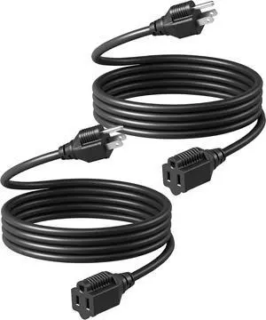 DEWENWILS 2 Pack 6FT Outdoor Extension Cord Waterproof, Heavy Duty 16 AWG SJTW, NEMA 5-15P to 5-15R, 3 Prong Grounded Plug for Indoor and Outdoor, ETL Listed, Black
