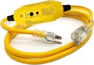 6 ft GFCI Extension Cord - 12 Gauge Outdoor Extension_Cord - Lighted Single Outlet by Watt's Wire - 6' 12-Gauge Grounded 15 Amp Cord Splitter - GFCI Cord Outdoor - extensiones electricas