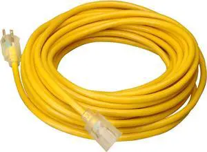 Southwire Extra Heavy Duty Extension Cord, 100Ft, 10 Gauge, 3 Conductor, Outdoor Cord, Lighted End, SJTW, Yellow, 2689SW0002