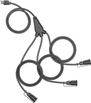 DEWENWILS Outdoor Extension Cord 1 to 3 Splitter, Total 12FT, 13A 125V 1625W 16/3C SJTW Extension Cord Outdoor, Heavy Duty Extension Cord for Holiday Decorations, Outdoor String Light, ETL