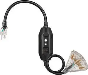 DEWENWILS 3 FT Outdoor GFCI Extension Cord Manual, 12/3 Gauge Extension Cord for Multiple Appliances, Heavy Duty Power Cable with LED Lighted 3 Prong Plug, Black, UL Listed