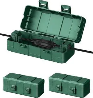 DEWENWILS [3 Pack] Outdoor Extension Cord Cover, Weatherproof Connection Box with PP Material, Waterproof Electrical Cord Protector for Outdoor/Decorative Light, Extension Cord, Pool Pump (Green)