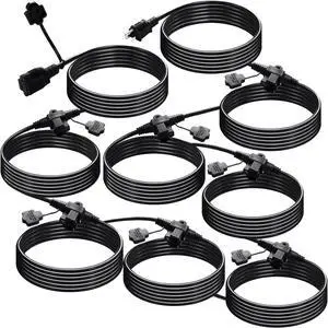 Kanayu Outdoor Extension Cord Multiple Outlets Heavy Duty Weatherproof Outlet for Landscaping Light Porch Deck Halloween Christmas Supply, Sjtw 16/3c, Ul Listed(75ft, 9 Outlets,Black)