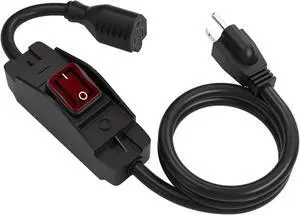 STARELO Extension Cord with ON/Off Near Waterproof Switch,Extension Cord with Switch 3-Prong Outdoor 1875W,Black Heavy Duty, 14/3 SJTW 15A 125V Grounded Plug Receptacle.(3FT,Black)