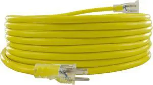 Conntek 25ft 12/3 Outdoor Extension Cord, Heavy-Duty Waterproof, 12 Gauge 3-Prong, Lighted End, Cold-Resistant, Flexible SJTW Power Cord, 15A 1875W, ETL Listed, High-Visibility Yellow