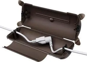 Flemoon Outdoor Extension Cord Safety Cover with Waterproof Protector Seal, Weatherproof Electrical Connection Box, Brown