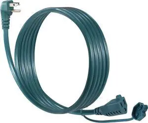 8FT Green Outdoor Extension Cord for Lawn Mower - 1625W SJTW 16AWG Outside Power Extension Cord, Short 3Prong Grounded Waterproof Extension Cable with 90 Degree Flat Plug for Outdoor Appliances