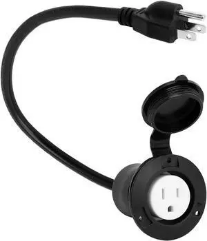 (1.6Feet) Waterproof 15Amp 125V Outdoor Power Outlet Extension CordSJTW 14AWG,Nema 5-15R 15A Outlet Extension Cord