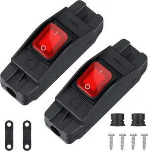 Kingdder 2 Pieces Waterproof Inline Cord Switch AC/DC 12V-250V Heavy Duty Button Switch Electrical Power Rocker with Red LED Light Compatible with 14-Gauge and 16-Gauge Outdoor Extension Cords