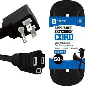 50 FT Air Conditioner and Major Appliance Extension Cord, 14/3 Gauge Heavy Duty 15 Amps SPT-3 Cable, ETL Listed - Black