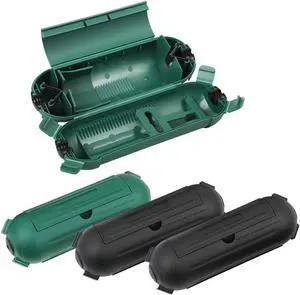 DEWENWILS [4 Pack] Outdoor Extension Cord Safety Cover, Weatherproof Electrical Connection Box, Adjustable Compartment for AWG 12/14/16 Cords, Protect Holiday Decoration Lights and Plugs, Black+Green