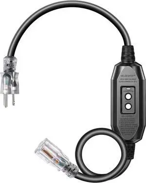 DEWENWILS 3Ft Automatic GFCI Extension Cord Outdoor, 12/3 SJTW Heavy Duty Extension Cord, Power Cord with LED Lighted 3 Prong Plug, 15A/125V/1875W, Black, UL Listed