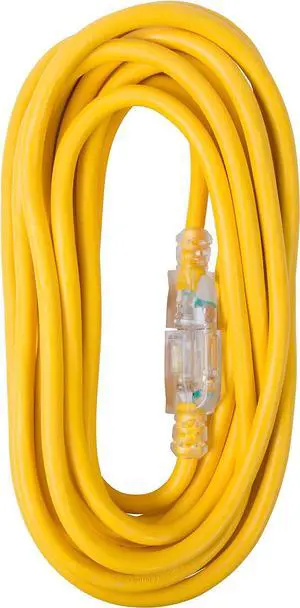 OC25123LT Extra Heavy-Duty Outdoor Single Receptacle Extension Cord, 25 ft, 12 AWG, 15A/125V AC, Orange