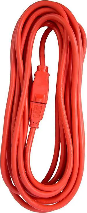 OC25143 Heavy-Duty Outdoor Single Receptacle Extension Cord, 25 ft, 14 AWG, 15A/125V AC, Orange