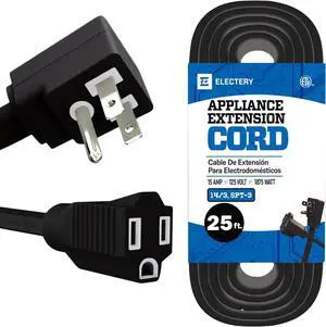 25 FT Air Conditioner and Major Appliance Extension Cord, 14/3 Gauge Heavy Duty 15 Amps SPT-3 Cable, ETL Listed - Black