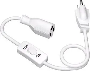 STARELO Extension Cord with Switch 3-Prong Indoor White Extension Cord,18AWG,Control Switch ON/Off 3A 125V NEMA 5-15R Grounded Plug Receptacle.3FT White