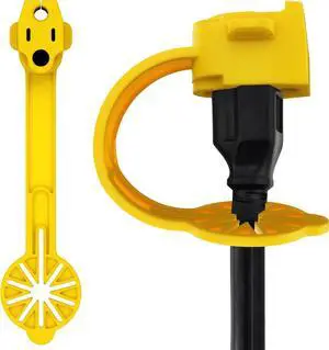 Prong Protector Outdoor Plug Cover for 120-Volt Plugs - Outside Plug Protectors for Extension Cord Cap End, 3-Prong Heater Block End Covers (2, Yellow)