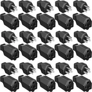 30 Pcs Extension Cord Replacement Ends Male and Female 125v 15a 2 Pole 3 Wire Electrical Replacement Plug & Connector 3 Prong Plug and Connector Electrical Male Female Straight Blade