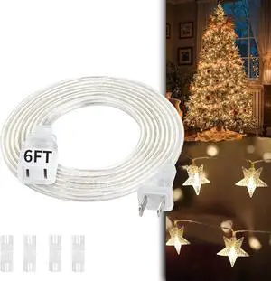 Clear Extension Cord 6 Feet, UL-Certified Power Extension Cord, 2 Prong Extension Cords Male to Female, 2x18 AWG Extension Cable 125V 7A, Indoor Extension Cord for Light (1 Pack)