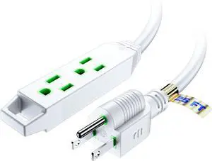 Extension Cord 25 ft, Extension Cord with Multiple Outlets, 16 Gauge (White) ETL Listed