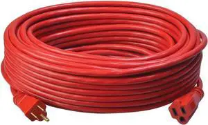 Southwire Medium Duty Extension Cord, 100Ft, 14 Gauge, 3 Conductor, General Purpose Extension Cord, SJTW, Red, 2409SW8804