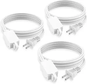 PLUGTUL Indoor Extension Cord 10 FT, 2 Prong White Extension Cord, 3 Polarized Outlets with Safety Cap Protect for Home Office, 16/2 SPT-2 ETL Listed, 3 Pack