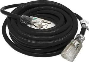 25 ft Outdoor Extension Cord Waterproof - 12 Gauge Heavy Duty Lighted Cords Watts Wire 25' Grounded extensiones electricas