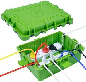 Large Outdoor Electrical Box Waterproof, IP54 Extension Cord Cover Weatherproof Outdoor Outlet Covers, Protect Power Strip, Timer Outlet, Plug, Socket, Holiday Light, Green (12 x 9X 5 inch)