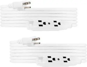 UltraPro 25 Ft Outdoor Extension Cord 2 Pack 3 Outlet Extension Cords Outlet Power Strip Short Extension Cord with Multiple Outlets Grounded Heavy Duty Extension Cord 16 Gauge UL Listed White 50812