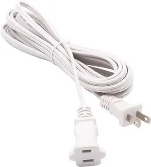 Two Prong Extension Cord 15 FT White Indoor AC 2 Prong Male and Female Power Cable Polarized for Nema 1-15P to 1-15R