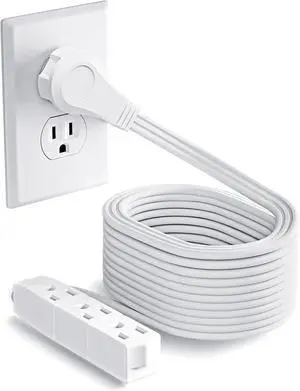 Kasonic 25FT Flat Plug Extension Cord, UL Listed 16/3 SPT-3 1625W Power Strip with 3 Outlets, 3 Prong Grounded 13 Amp 125V Indoor Extension Cord for Home Office