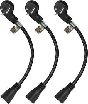 Short Extension Cord 1 Ft 12 Inches, 16 AWG 3 Prong Male to Female - Flat Plug Short Indoor and Outdoor Extension Cord- 3 Prong Adapter Power Cord - Small Heavy Duty Plug Extender - Luxury Office
