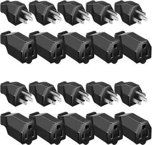 20 Pcs Extension Cord Plug Replacement Male and Female Extension Cord Ends 125v 15a 2 Pole 3 Wire Male and Female Connector Straight Plug Replacement compatible with Nema 5-15p and 5-15r 1875w