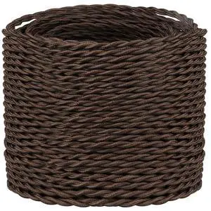Helunsi 32.8ft Twisted Cloth Covered Wire, Brown 18/2 Cloth Covered Electrical Wire, 18 Wire Gauge 2-Conductor Fabric Covered Lamp Cord, Vintage Twisted Cloth Covered Wire, for DIY Projects (Brown)