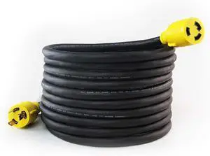PLIS NEMA L6-30P to L6-30R Heavy Duty Generator Locking Power Cord,3X10 Gauge SJOOW Rubber Cable, Generator Lock Extension Cord with UL Listed, Black,250V,30Amp,7500W, 25FT