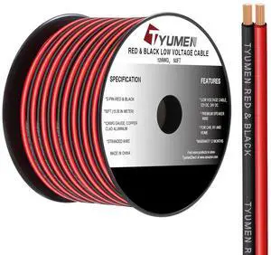 12 Gauge Wire 50FT, 12 AWG Red Black Hookup Electrical Wire LED Strips Extension Cord 12V/24V DC Cable, 12AWG 2 Conductors Flexible Wire for in-Home, Autos, Schools use