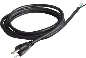 VSEER 6Ft 12 Gauge 3 Prong Heavy Duty Universal AC Appliance Replacement Power Supply Cord Cable with Open End, SJT 12AWG 20Amp Conductor Wire Extension Cable, Black