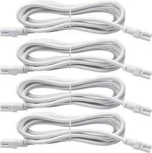 DiCUNO T5 T8 Tube Light Extension Cords 9.8FT, Female to Female Double end 3 Pin LED Tube Connector Cable, Power Extension Wire for LED Integrated Single Fixture, Garage Light, White, Pack of 4