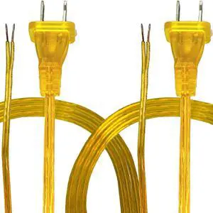 Royal Designs, Inc. CO-1001-GL-12-2 Lamp Cord with Molded Plug, Stripped Ends Ready for Wiring, 12 feet, Clear Gold, SPT-1 UL Listed, Set of 2