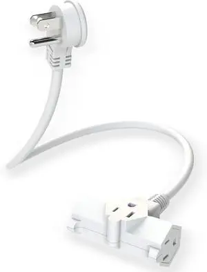 3-Headed Power Plug Solution, ETL Listed  Hammerhead Multi-Plug Extension Cord  3 Outlet Power Plug Extender  for Entertainment Centers, Household Appliances  White  3ft