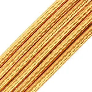 32.8ft Fabric Cloth Covered Round Wire,PRUNLLA Vintage 18/2 Industrial Electrical Lamp Cord, 18-Gauge Antique Style for Retro Lamp, DIY Projects (Brass)