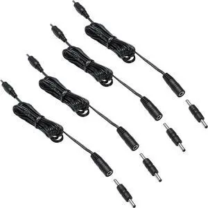3.5X1.35 DC Connector for AIBOO Single White Kitchen Light Bar, 22AWG,Black Extension Cords,5ft.(3.5 X 1.35 mm Black Cords,4 Packs)