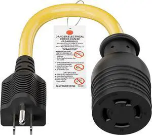 NEMA 5-15P to L14-30R Power Adapter Cord, WINXUS Household 15Amp to Generator Lock in 30Amp Adapter Cord, 3 Prong to 4 Prong Generator Transfer Switch Converter, STW 12AWG,1FT