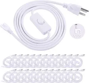 TRLIFE 6FT T5 T8 LED Light Cord with On/Off Switch, Power Cord with US Plug for LED T5 T8 Integrated Tube Light Fixtures